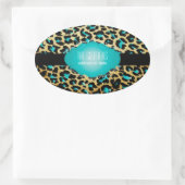 PixDezinesヴィンテージティール(緑がかった色) 楕円形シール (バッグ)