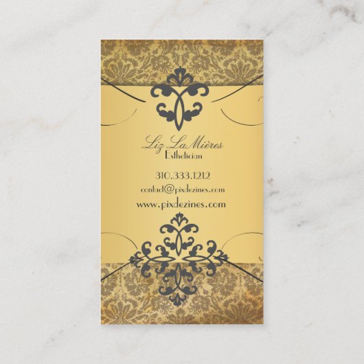PixDezinesヴィンテージデザイレースダマスク 名刺 (裏面)