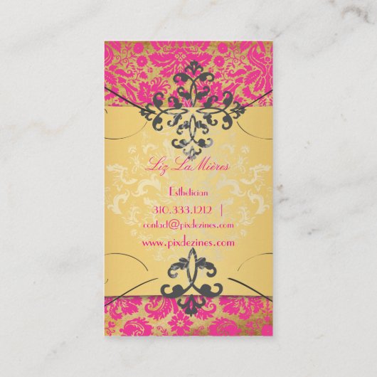 PixDezinesヴィンテージデシエダマスク/ホットピンク 名刺 (裏面)