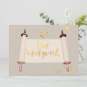 PixDezinesヴィンテージトラーのスクロールバルミツワー 招待状 (スタンド正面)