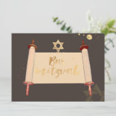 PixDezinesヴィンテージトーラスクロールバー(ユダヤ教の)バル・ミツバー 招待状 (スタンド正面)