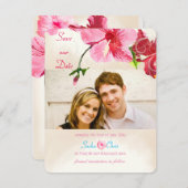 PixDezinesヴィンテージハイビスカス/写真救/日付 セーブザデート (正面/裏面)