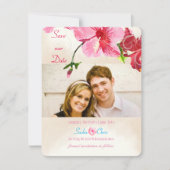 PixDezinesヴィンテージハイビスカス/写真救/日付 セーブザデート (正面)