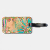 PixDezinesヴィンテージハワイアンビーチシーン/ティール（緑がかった色） ラゲッジタグ (裏面横)