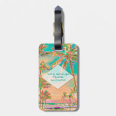 PixDezinesヴィンテージハワイアンビーチシーン/ティール（緑がかった色） ラゲッジタグ (裏面縦)
