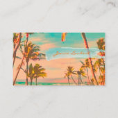 PixDezinesヴィンテージハワイアンビーチシーン/ティール（緑がかった色） 名刺 (裏面)