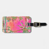 PixDezinesヴィンテージハワイアンビーチシーン/ピンク ラゲッジタグ (正面横)