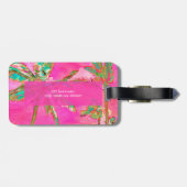 PixDezinesヴィンテージハワイアンビーチシーン/ピンク ラゲッジタグ (裏面横)