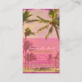 PixDezinesヴィンテージハワイアンビーチシーン/ピンク 名刺 (正面)