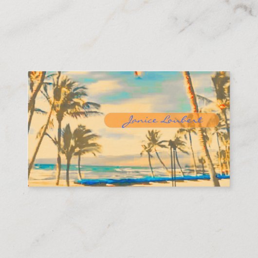 PixDezinesヴィンテージハワイアンビーチシーン 名刺 (裏面)