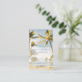 PixDezinesヴィンテージハワイアンビーチシーン 名刺 (スタンド正面)