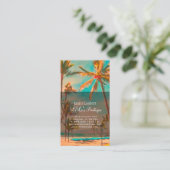 PixDezinesヴィンテージハワイアンビーチシーン 名刺 (スタンド正面)