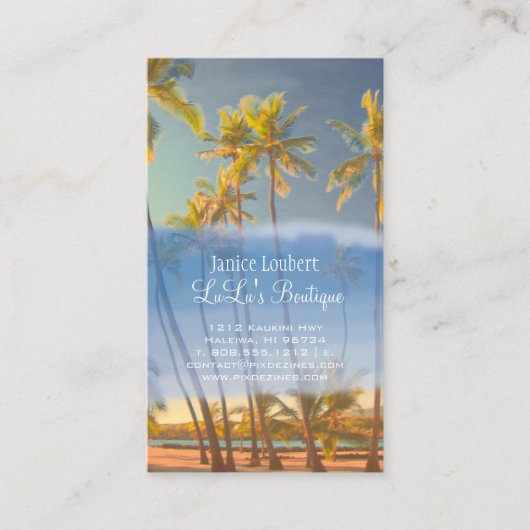 PixDezinesヴィンテージハワイアンビーチシーン 名刺 (正面)