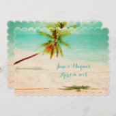 PixDezinesヴィンテージハワイアンビーチ/ターコイズ 招待状 (正面/裏面)