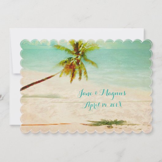 PixDezinesヴィンテージハワイアンビーチ/ターコイズ 招待状 (正面)