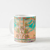 PixDezinesヴィンテージハワイアンビーチ/ティール（緑がかった色） コーヒーマグカップ (正面左)