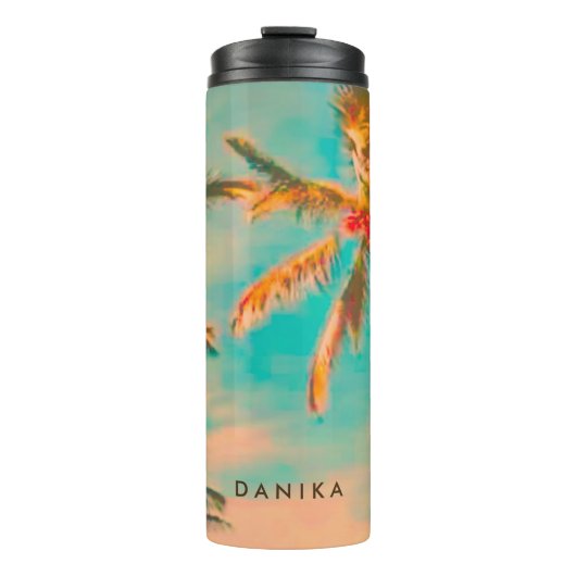 PixDezinesヴィンテージハワイアンビーチ/ティール(緑がかった色) タンブラー (正面)