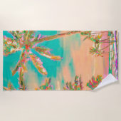 PixDezinesヴィンテージハワイアンビーチ/ティール（緑がかった色） ビーチタオル (正面)
