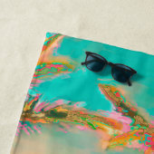 PixDezinesヴィンテージハワイアンビーチ/ティール（緑がかった色） ビーチタオル (インサイチュ)