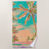 PixDezinesヴィンテージハワイアンビーチ/ティール(緑がかった色) ビーチタオル (正面)