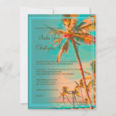PixDezinesヴィンテージハワイアンビーチ/ティール(緑がかった色) 招待状 (裏面)