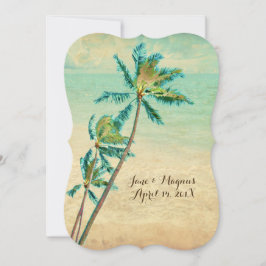 PixDezinesヴィンテージハワイアンビーチ/ティール（緑がかった色） 招待状