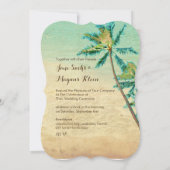 PixDezinesヴィンテージハワイアンビーチ/ティール(緑がかった色) 招待状 (裏面)