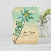 PixDezinesヴィンテージハワイアンビーチ/ティール(緑がかった色) 招待状 (スタンド正面)