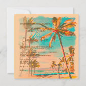 PixDezinesヴィンテージハワイアンビーチ/ティール(緑がかった色)/DIY Bckgrnd 招待状 (裏面)