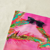 PixDezinesヴィンテージハワイアンビーチ/ピンク/ティール（緑がかった色） ビーチタオル (インサイチュ)