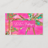 PixDezinesヴィンテージハワイアンビーチ/ピンク/ティール（緑がかった色） 名刺 (裏面)