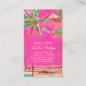 PixDezinesヴィンテージハワイアンビーチ/ピンク/ティール（緑がかった色） 名刺 (正面)