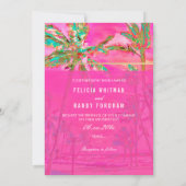 PixDezinesヴィンテージハワイアンビーチ/ピンク/ティール(緑がかった色) 招待状 (裏面)