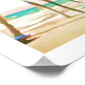 PixDezinesヴィンテージハワイアンビーチ/ライトブルー ポスター (角)