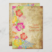 PixDezinesヴィンテージハワイアンHIBISCUS/DIYイベント 招待状 (正面/裏面)