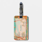 PixDezinesヴィンテージハワイビーチシーン/ティール(緑がかった色) ラゲッジタグ (裏面縦)