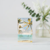 PixDezinesヴィンテージハワイビーチシーン 名刺 (スタンド正面)