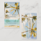 PixDezinesヴィンテージハワイビーチシーン 名刺 (正面/裏面)