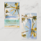 PixDezinesヴィンテージハワイビーチシーン 名刺 (正面/裏面)