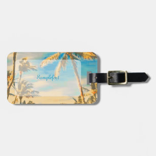 PixDezinesヴィンテージハワイビーチシーン/青 ラゲッジタグ