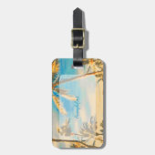 PixDezinesヴィンテージハワイビーチシーン/青 ラゲッジタグ (正面縦)