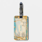 PixDezinesヴィンテージハワイビーチシーン/青 ラゲッジタグ (裏面縦)