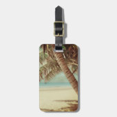 PixDezinesヴィンテージハワイビーチ+ココナッツパーム ラゲッジタグ (正面縦)