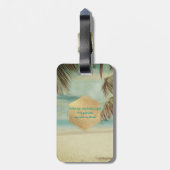PixDezinesヴィンテージハワイビーチ+ココナッツパーム ラゲッジタグ (裏面縦)