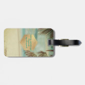 PixDezinesヴィンテージハワイビーチ+ココナッツパーム ラゲッジタグ (裏面横)