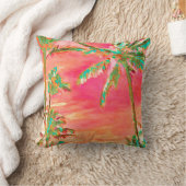 PixDezinesヴィンテージハワイビーチ/コーラル/ティール(緑がかった色) クッション (ブランケット)