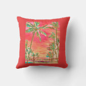 PixDezinesヴィンテージハワイビーチ/コーラル/ティール(緑がかった色) クッション (裏面)