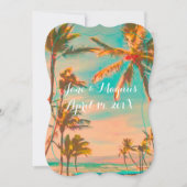 PixDezinesヴィンテージハワイビーチ/ティール(緑がかった色) 招待状 (正面)