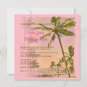 PixDezinesヴィンテージハワイビーチ/ピンク 招待状 (裏面)