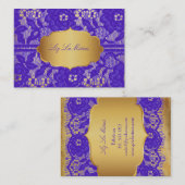 PixDezinesヴィンテージバイオレットパープルレース 名刺 (正面/裏面)